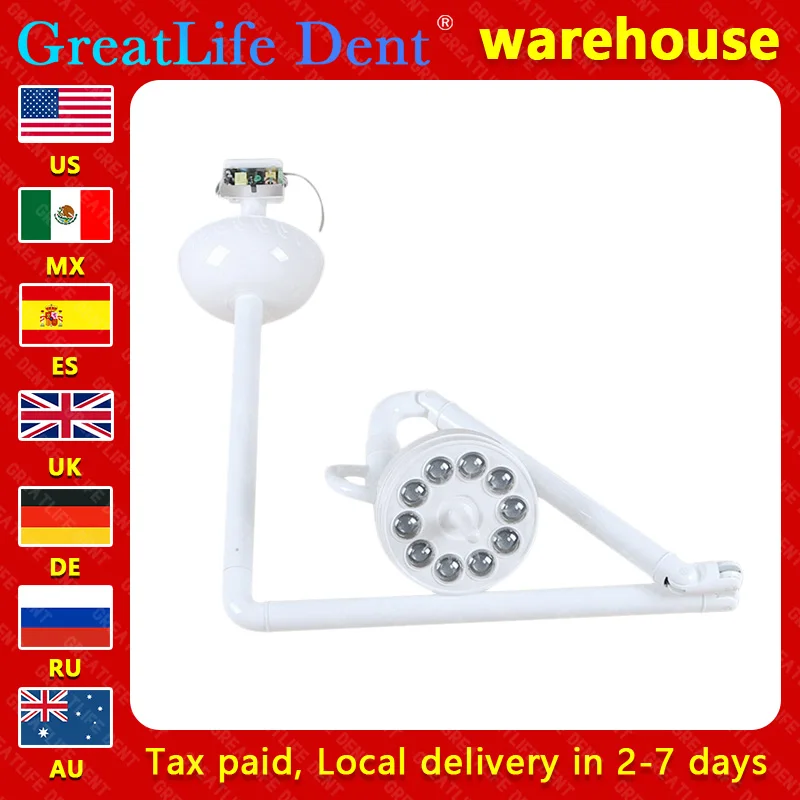 GreatLife Dent Cold Light 30w 10 Leds Ceiling Mount Medical Examination Inspections Shadowless Surgical Dental Led Lamp Light