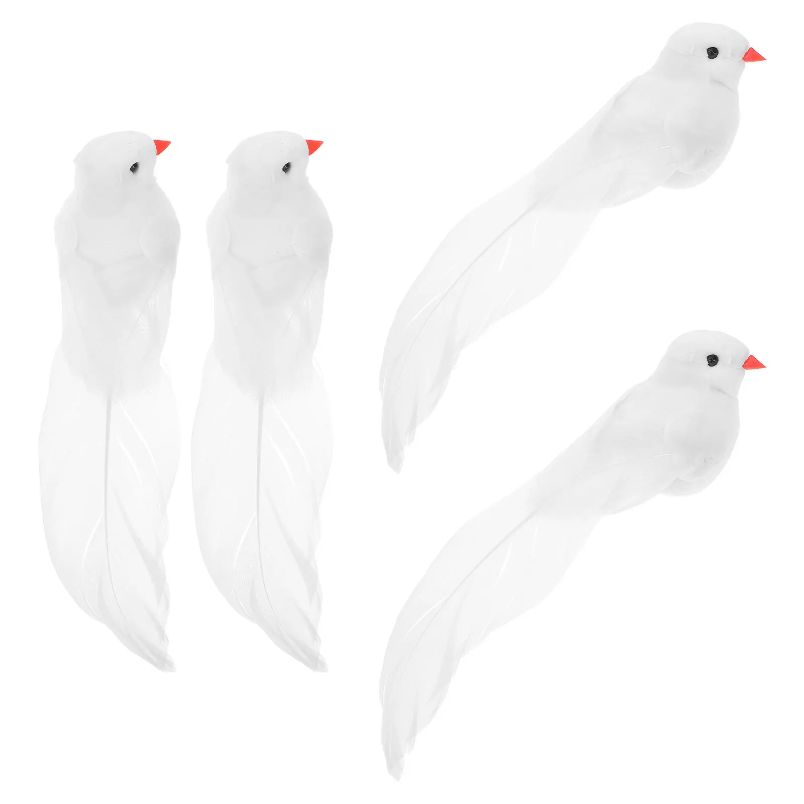 

4Pcs White Feathered Pigeon Ornaments Realistic Artificial Birds for Garden Home Wedding Party Holiday Decor Lifelike Dove