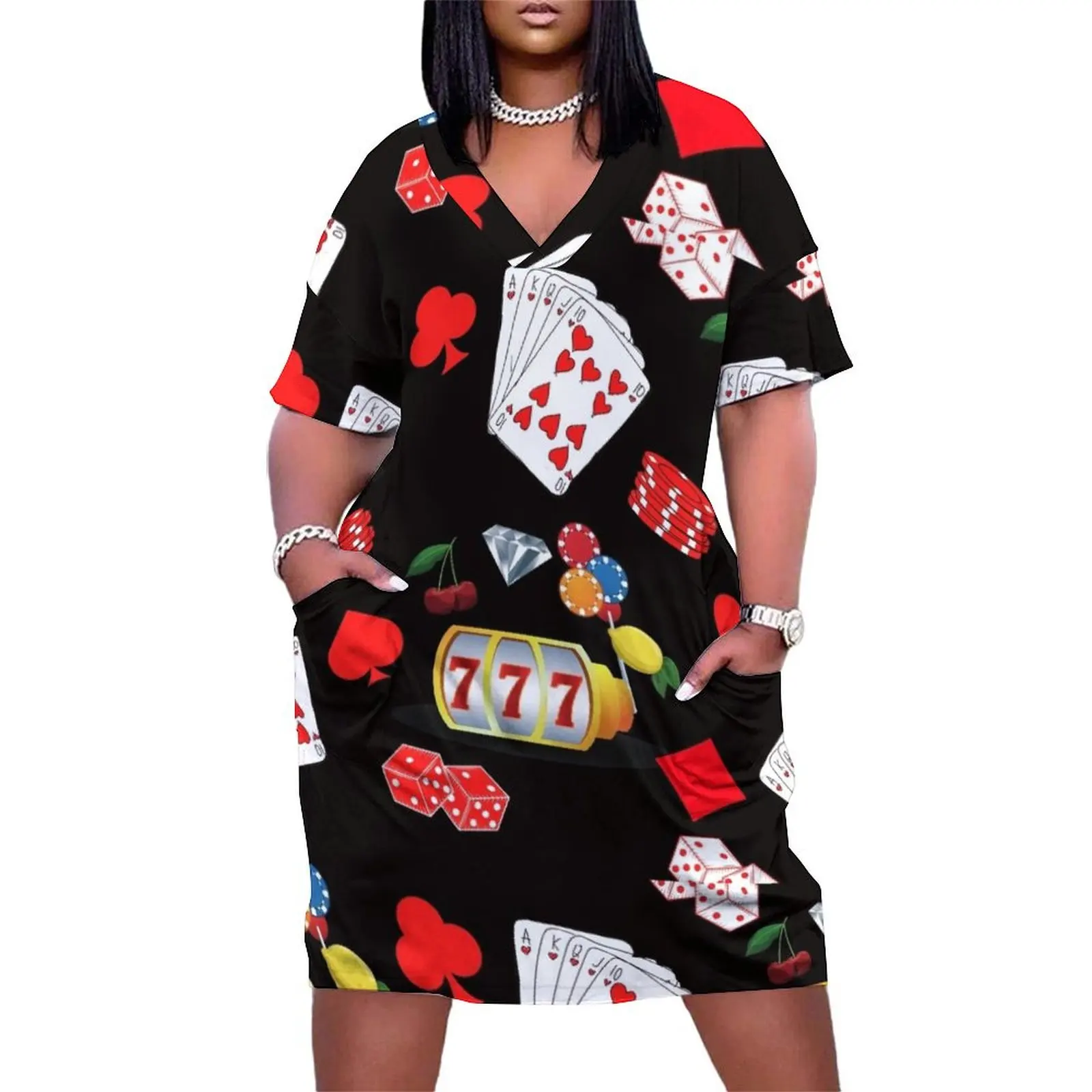 

Casino Gambling Poker Pattern Loose Pocket Dress dresses summer summer dress woman 2024 trendy