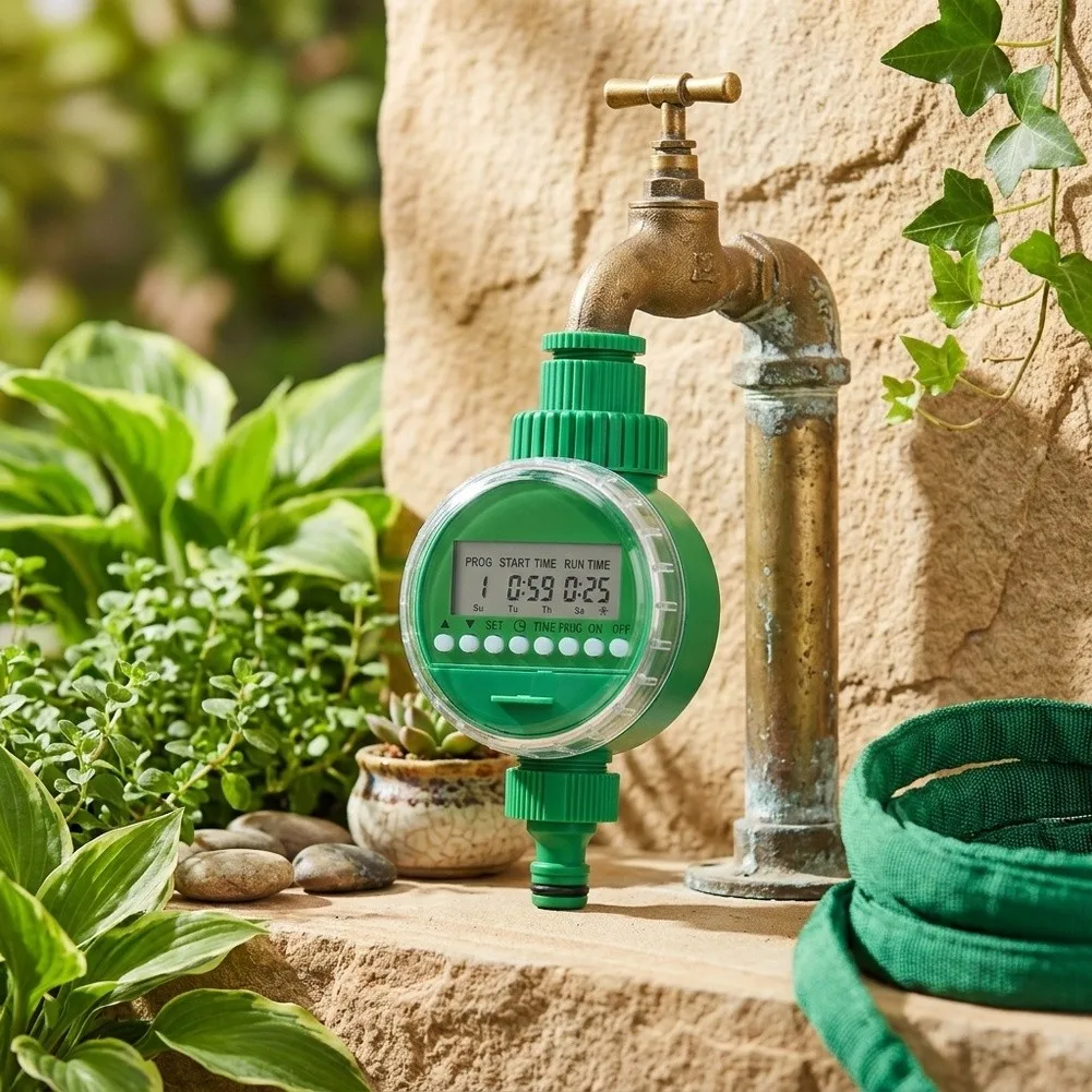 Automated Water Timer with Adjustable Duration and Rain Delay for Efficient Control of Garden Lawn and Greenhouse Irrigation
