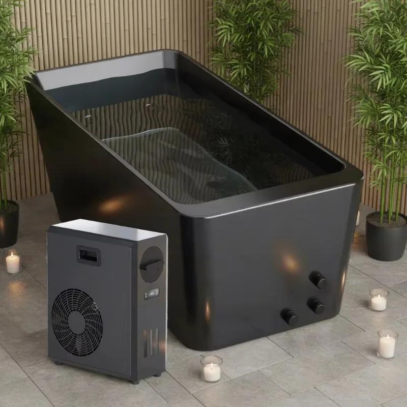 Acrylic ice bathtub with portable cooler, suitable for both indoor and outdoor use
