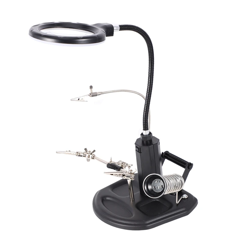 A34M-2.5X(6D)/4X(12D) 16 Smd Led Kaca Pembesar Penyolderan Membantu Tangan Desktop Kaca Pembesar Pengelasan Alat Bantu Perbaikan