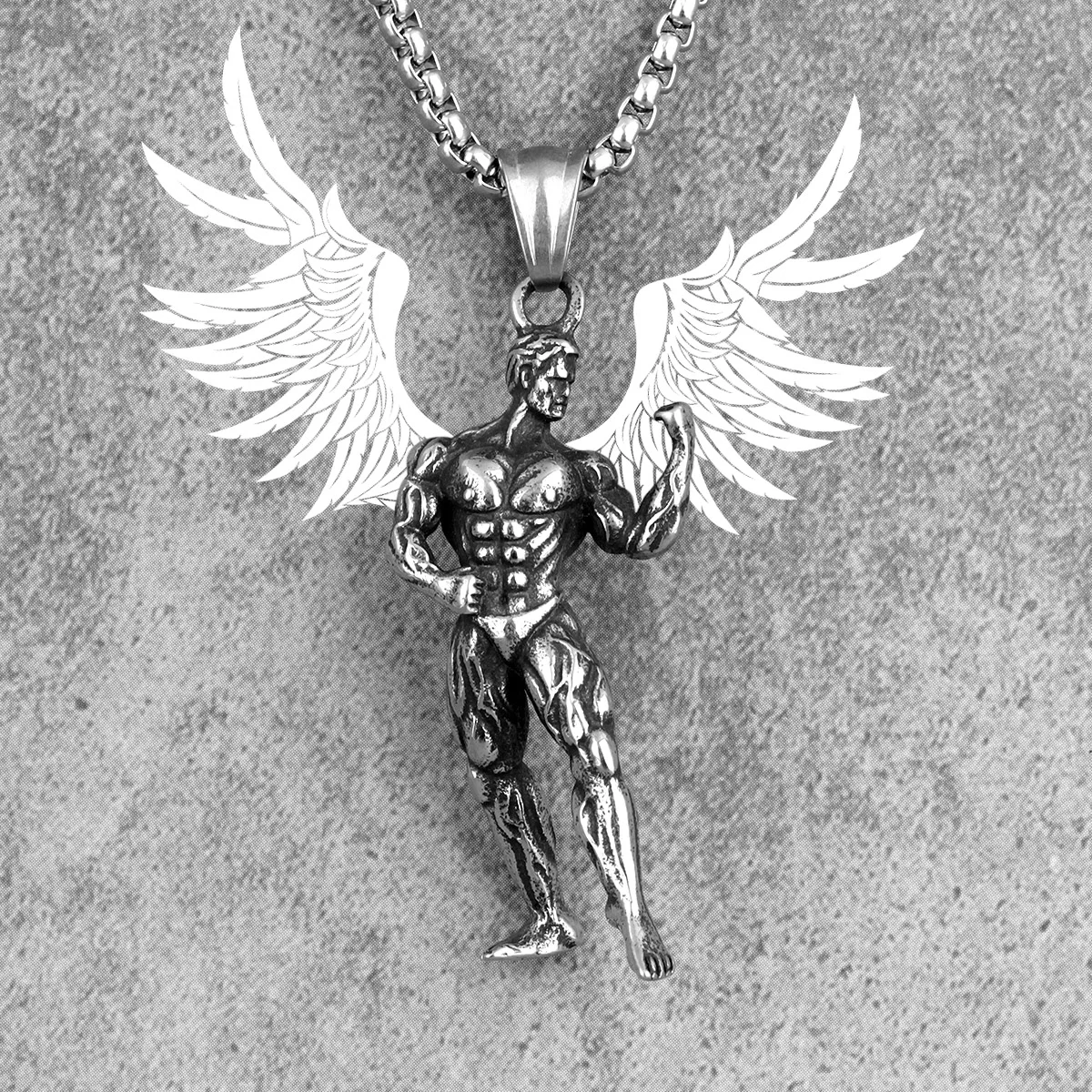 Fitness Bodybuilding Long Men Necklaces Pendants Chain Punk for Boyfriend Male Stainless Steel Jewelry Creativity Gift Wholesale