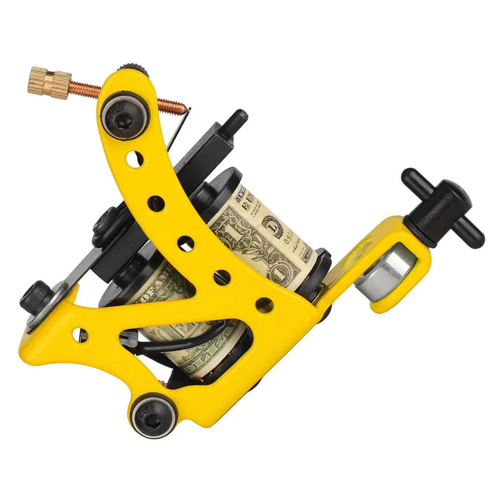 

Portable Iron Coil Tattoos Machine Yellow Professional Tattooing Equipment No Intermittent Sound Stable Operation