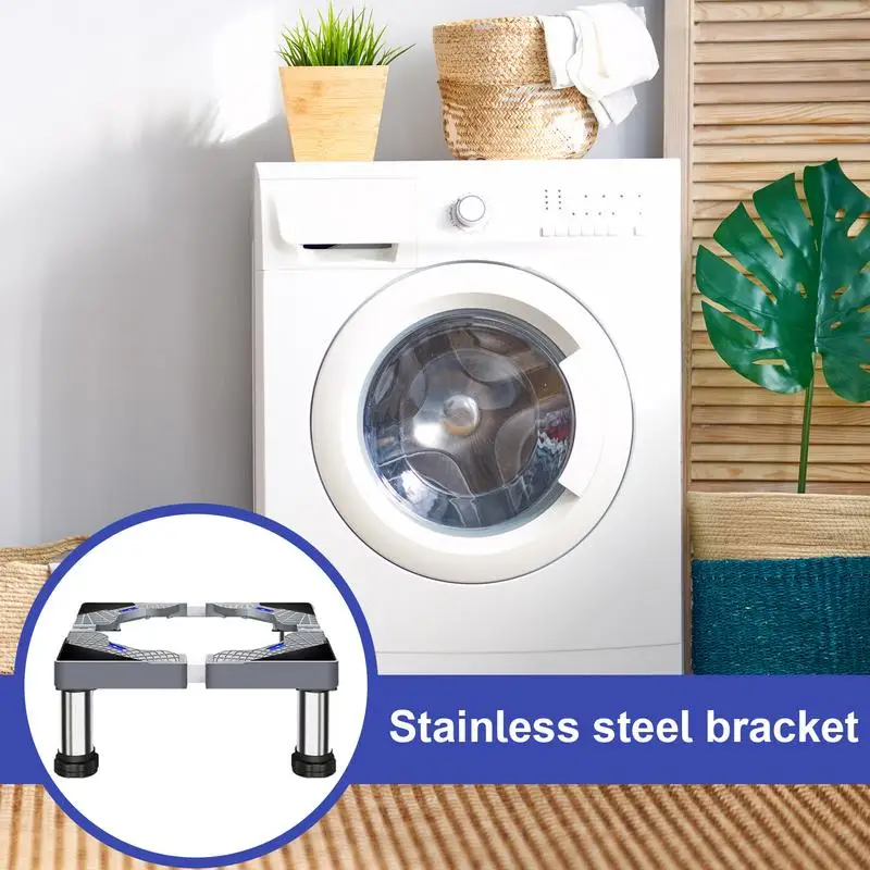 Washing machine Pedestal With 4 Strong Feet Labor-saving Stainless Steel Dryer Stand Pedestal Heavy Duty Laundry Pedestal ﻿ view 3