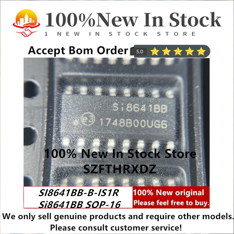 100% NEW ORIGINAL SI8641BB-B-IS1R SOP-16 Si8641BB SOP16 Digital Isolator CMOS 4-CH 150Mbps 16-Pin