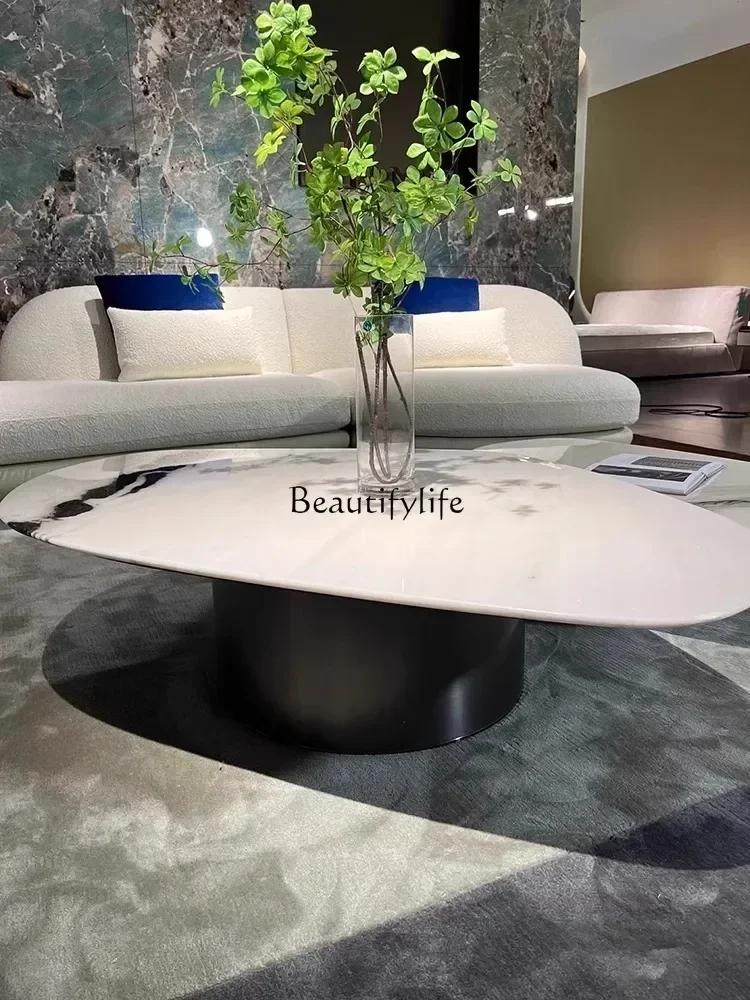 

LXItalian Minimalist Natural Luxury Stone Panda Stone Irregular Designer Coffee TableSSS
