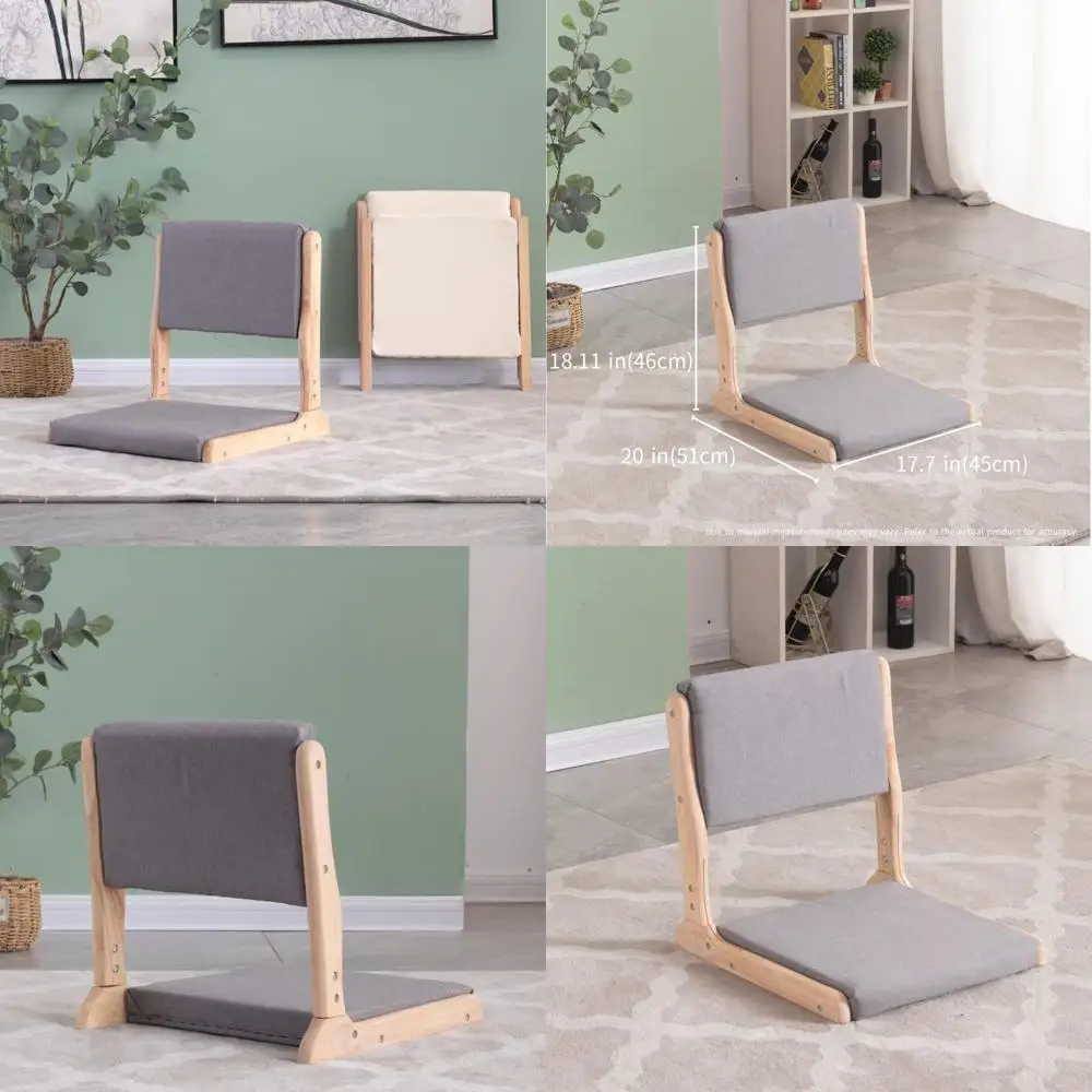 

Foldable Meditation Floor Chair for Living Room, Portable Japanese Style Legless Seat, Accent Furniture for Relaxation and Comfo