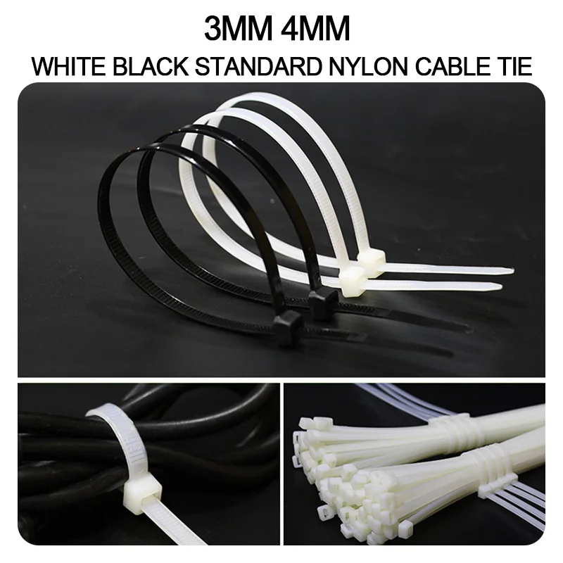 Heavy Duty Nylon Cable Tie White Black Self Locking Zip Tie Multi Size 3mm 4mm Wire Fastener For Daily Wiring Fixing