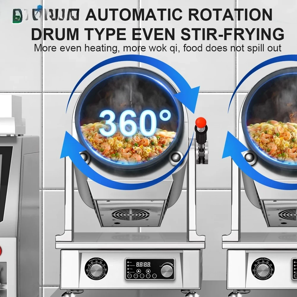 Commercial Drum Self Cooking Machine Egg Wok Rotating Frying Pan New Trends Restaurant Kitchen Wok Robot Fried Rice Machine