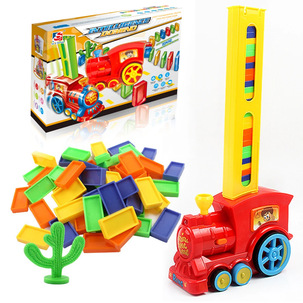 Electric Train Domino Blocks Toy Building Toys Educational Child Safe Play Creativity Development Bright Colors Sturdy Design