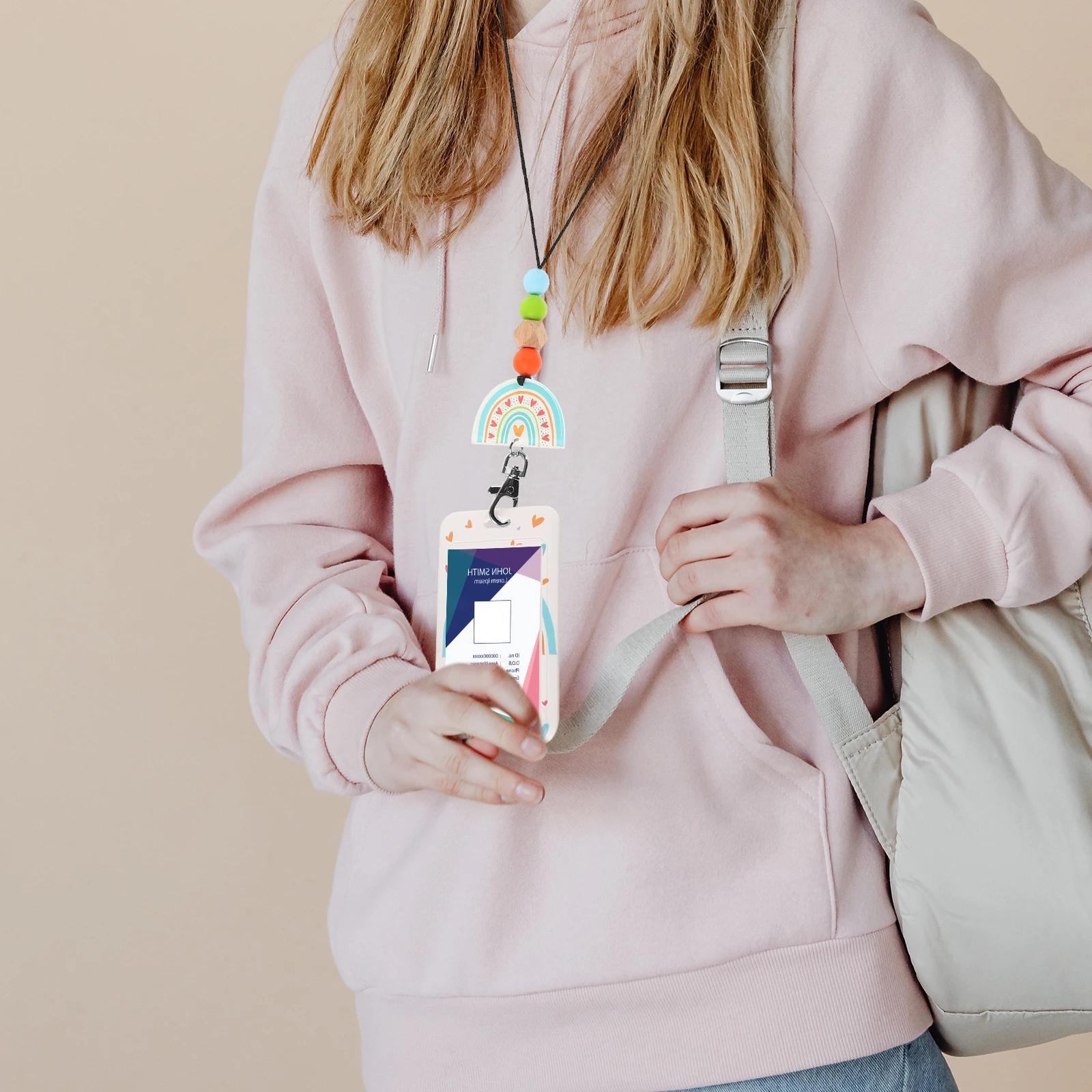 

ID Card 3 Lanyard Id Holder Bohemian Badge Id Lanyard Badge Holder For Women Scroll Slide Cover Nurse Vertical