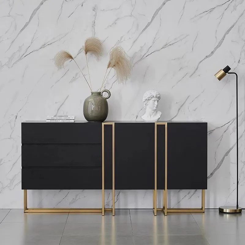 Italian minimalist paint dining side cabinet solid wood porch cabinet multi-functional decorative cabinet