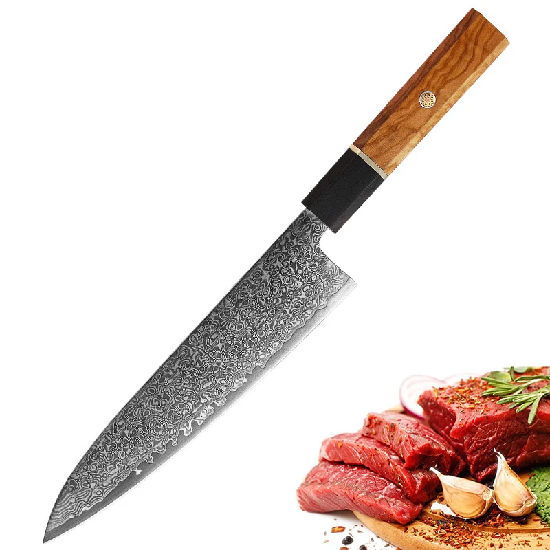 

8 Inch Chef Knife 67-layers Damascus Steel Blade Wood Handle Slicing Vegetable Cleaver Meat Japanese Kitchen Knife Cooking Tools