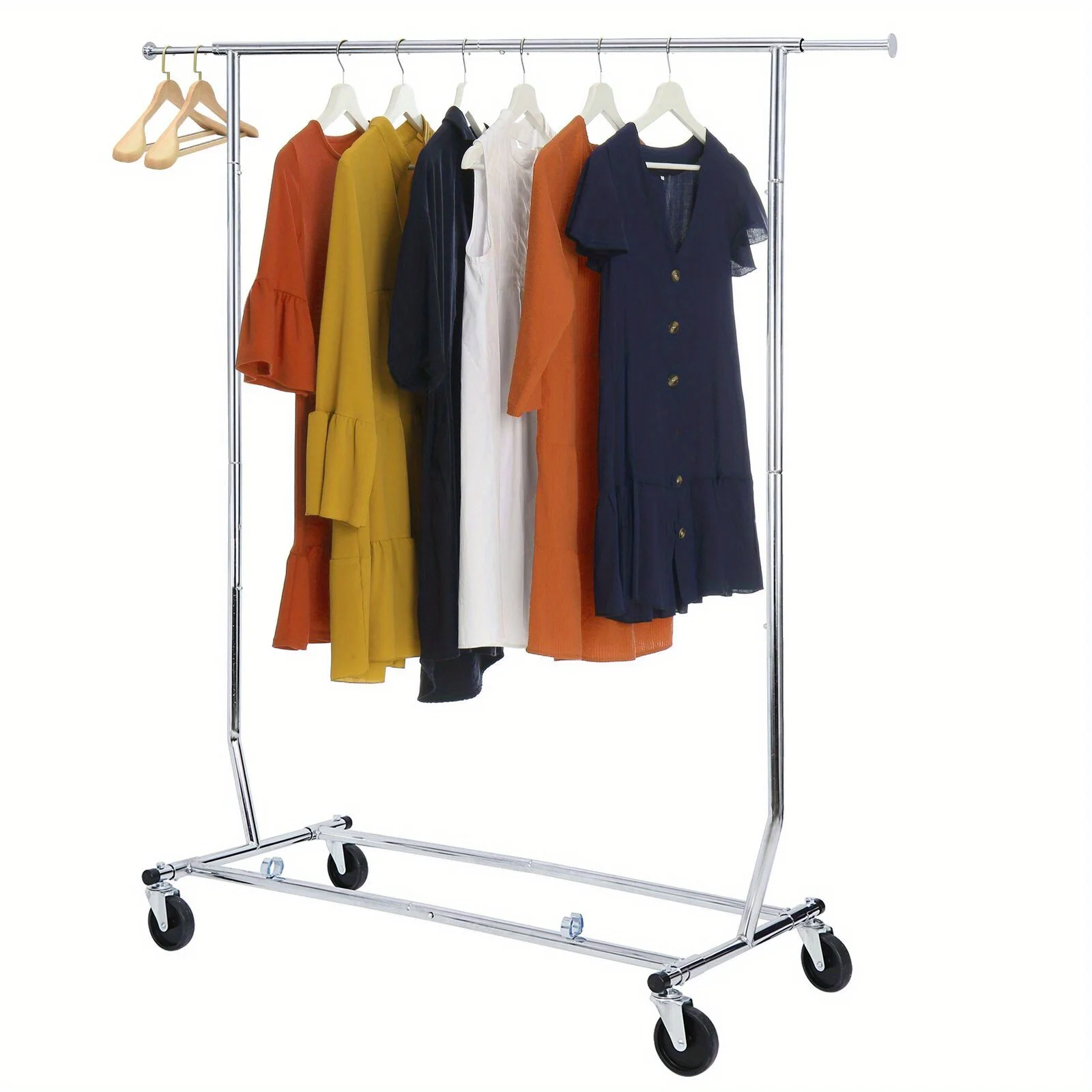 

Heavy Duty Clothing Rack Rolling Collapsible Clothes Garment Rack Stand W/Wheels