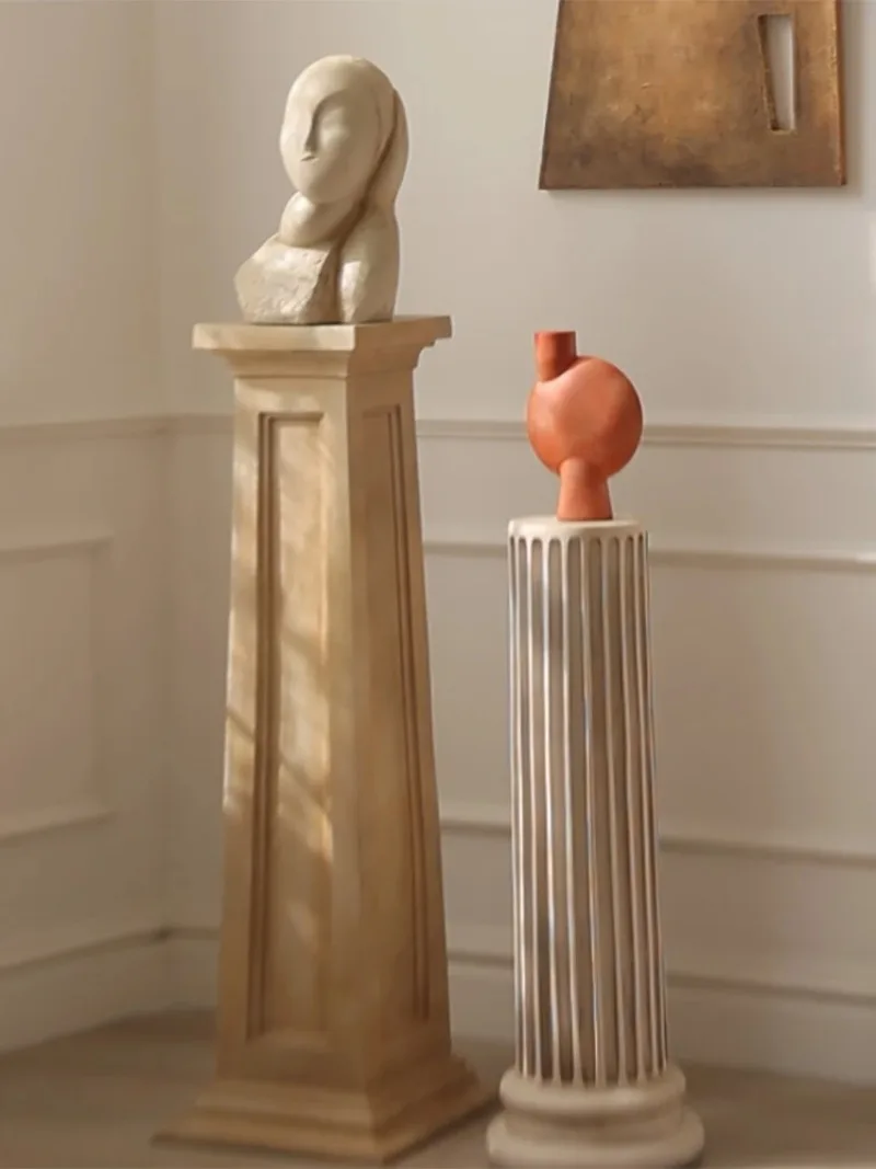 French medieval style living room European Roman column decoration sculpture table floor ornament