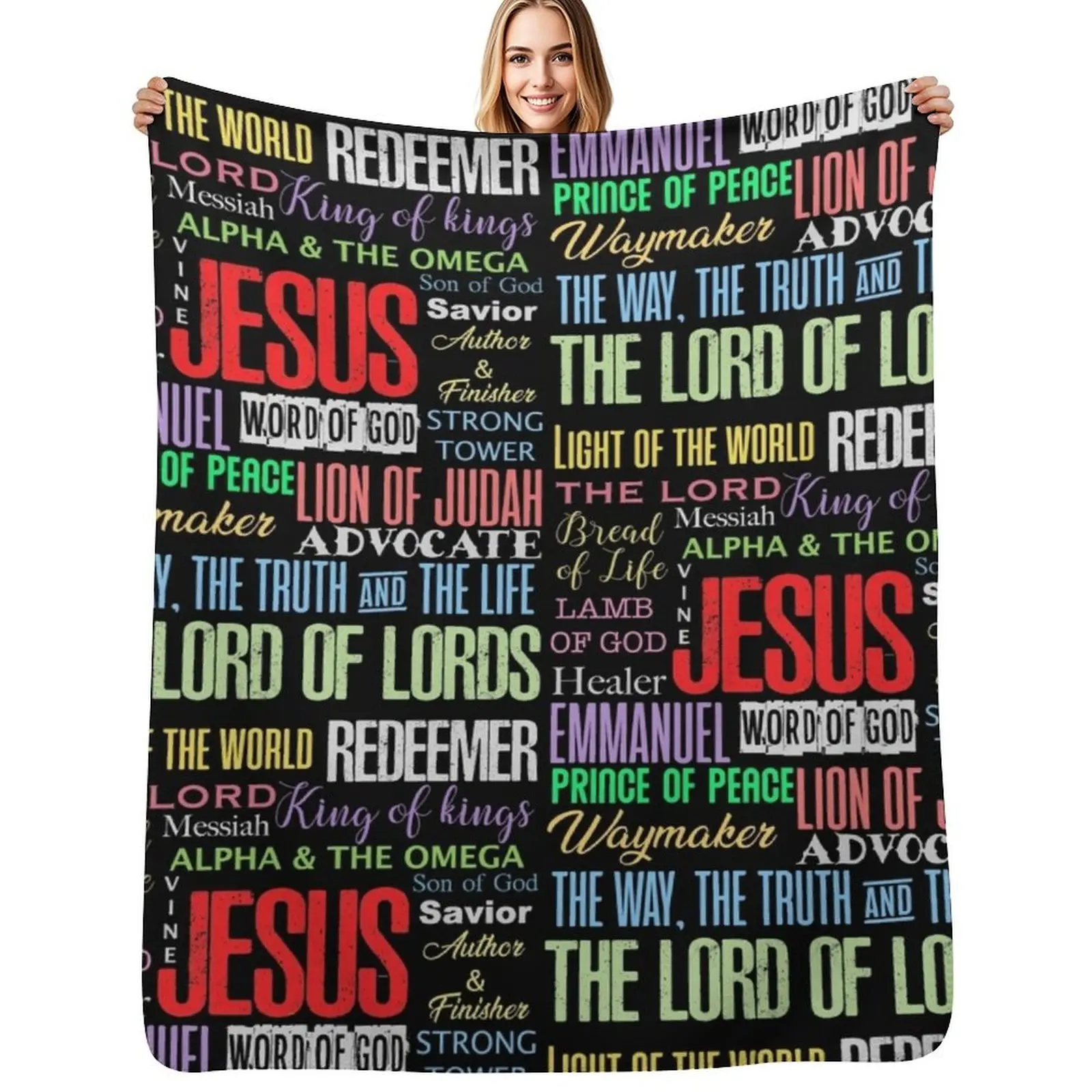 Names of God Lord Jesus Christ - Bible Verse Christian Gifts Store Throw Blanket Elegant Warm Throw Blanket for Hotel Home