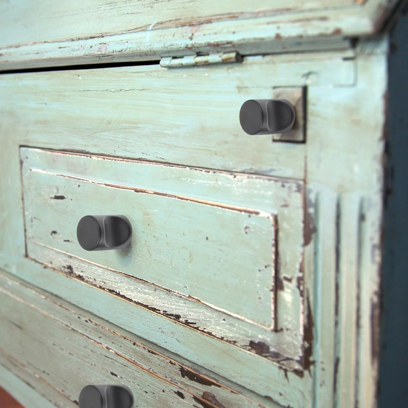 Lèvent de porte à trou unique pour armoire, poignées de pouce rondes, meubles noirs, 12 pièces