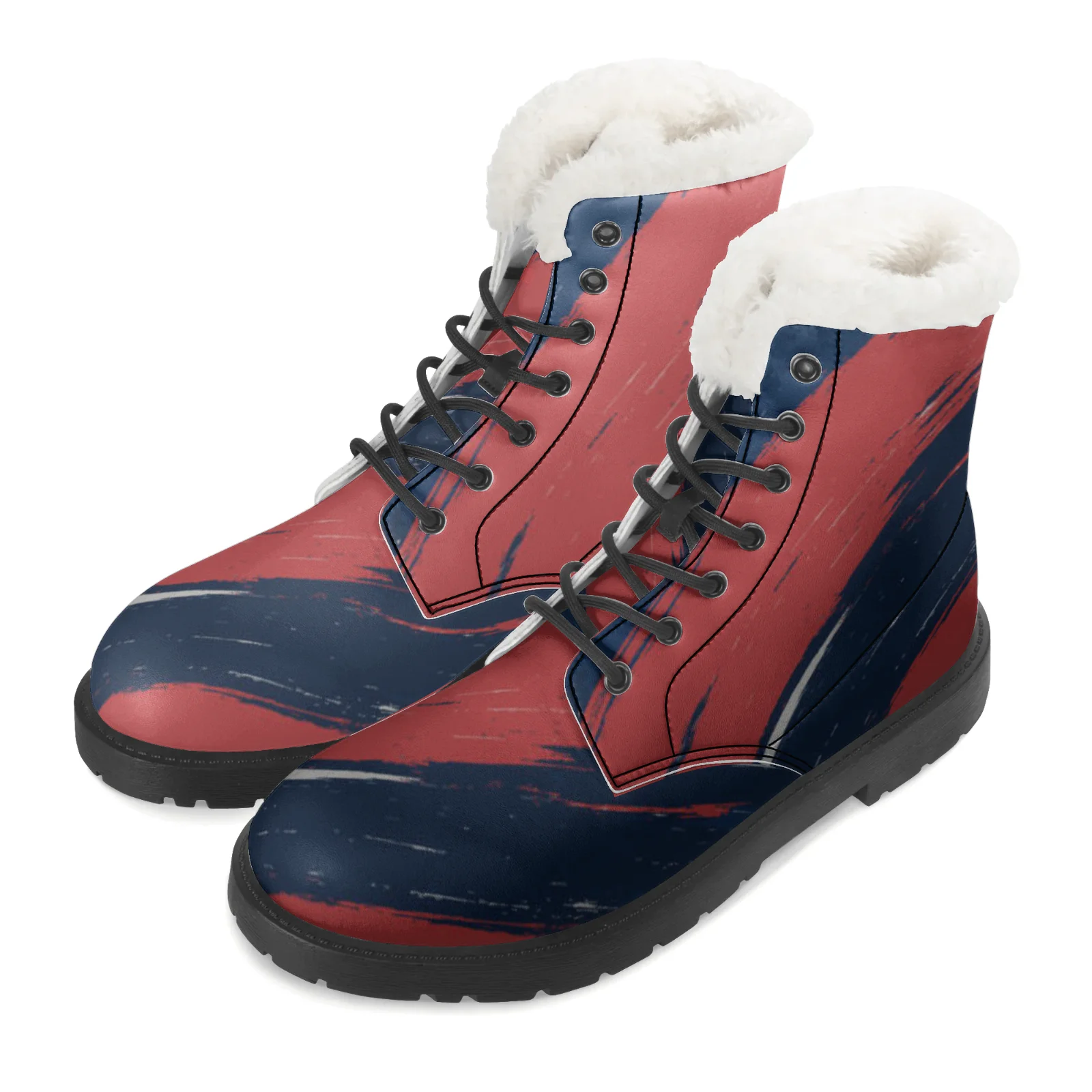 أحذية فراء منتصف الساق مطبوعة على الموضة، أحذية متوسطة الارتفاع، أحذية شتوية دافئة للرجال والنساء