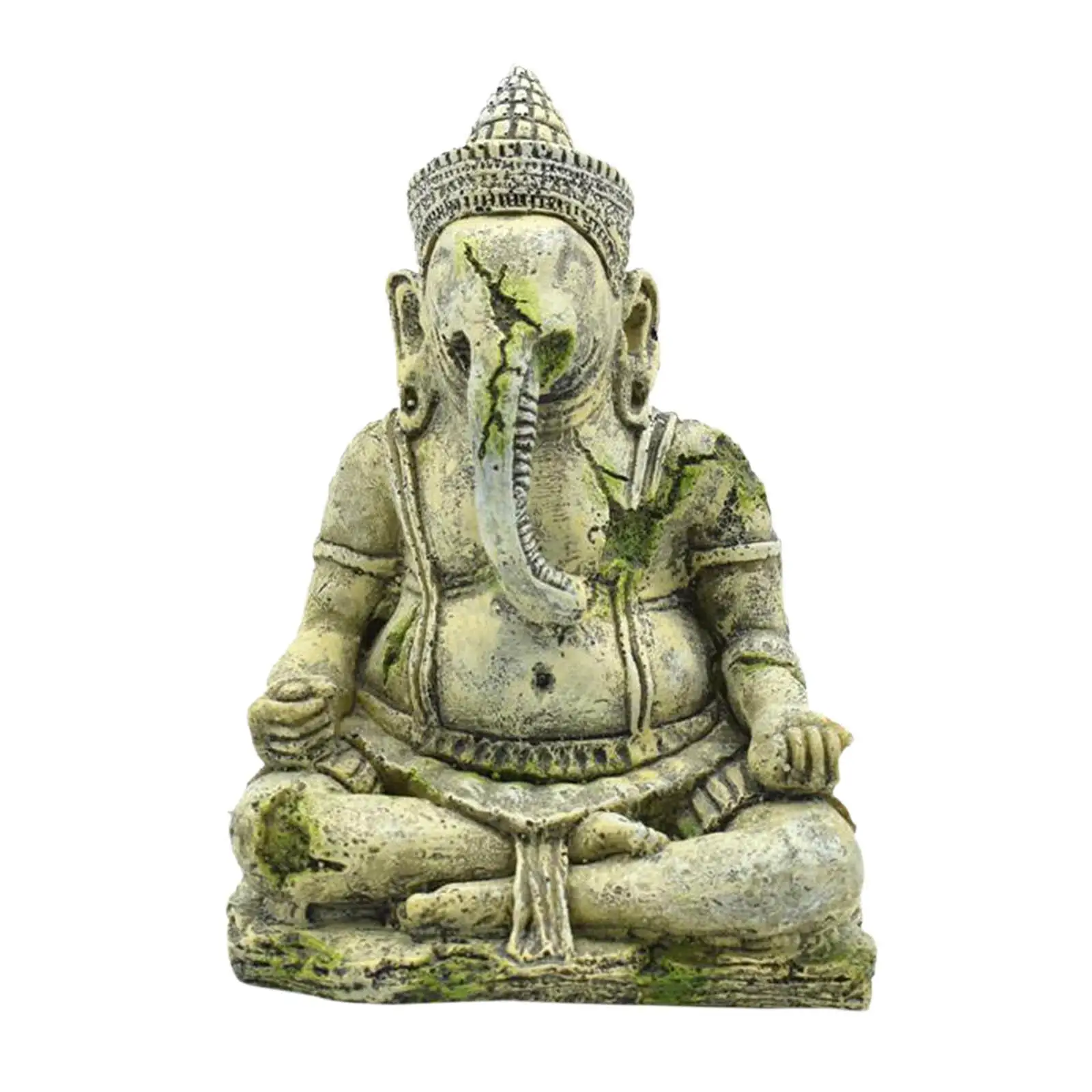 Antique Style Resin Aquarium Landscape Decoration Fish Tank Buddha Ganesha Statue Ganapati Sculpture Ornament Crafts Hiding Cave