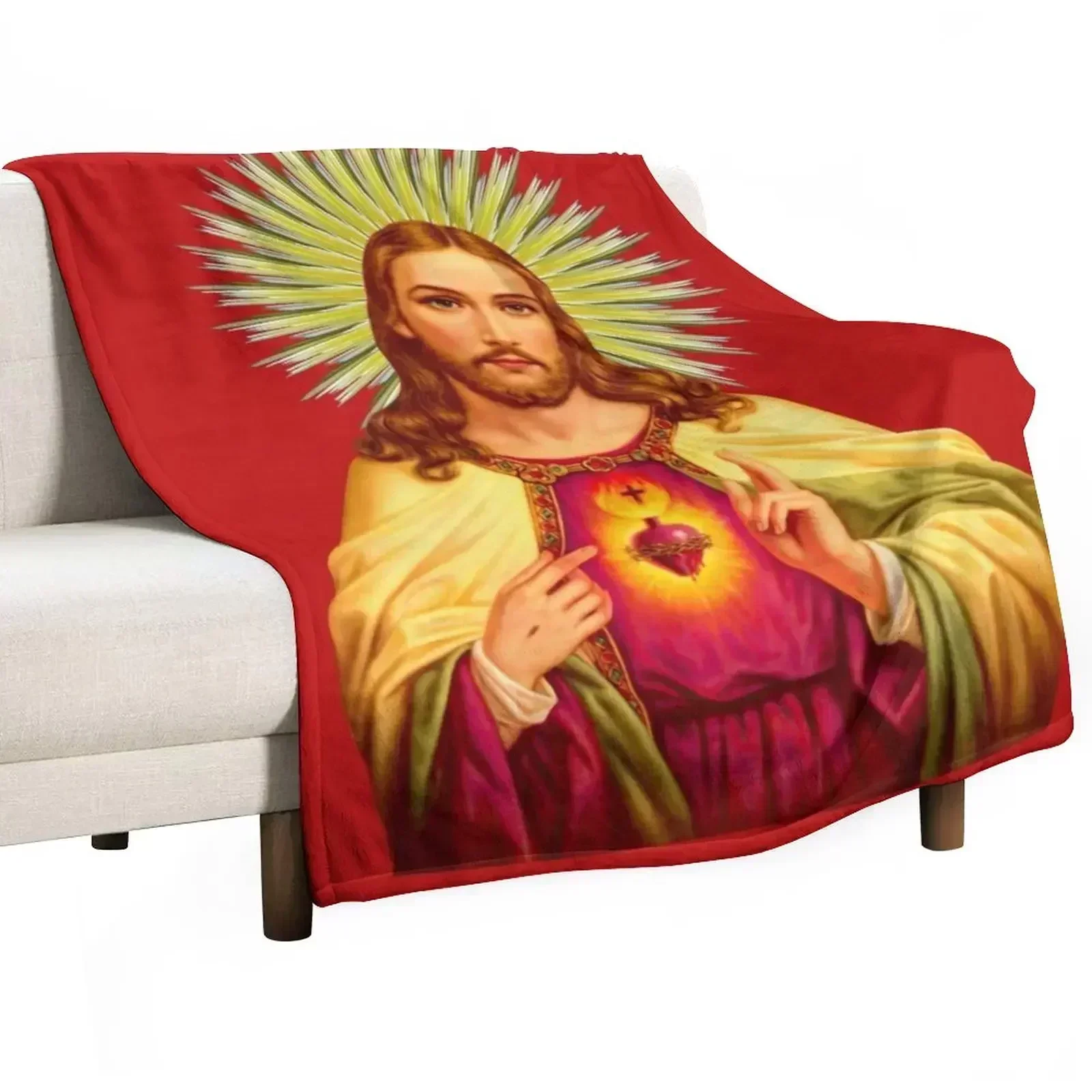 Sacred Heart of Jesus Catholic Detente Sagrado Corazon de Jesus Throw Blanket Cozy Warm Blanket for Bed Room Decor