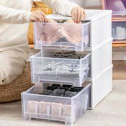 Stackable Drawer Storage Box Plastic Clear Drawer Quilt Storage Container Large Capacityt Clothes Cabinet Wardrobe Organizer