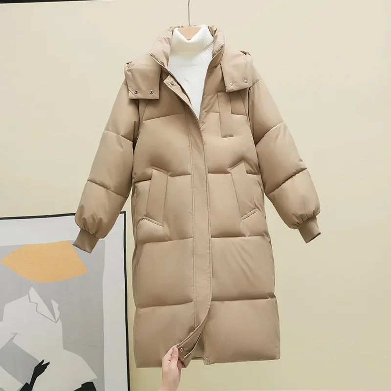 

Women's Jacket Long Over The Knee Fashion Long Sleeves Slim Hooded Warm Parka New Puffer Coat Windproof Stand Collar Overcoat