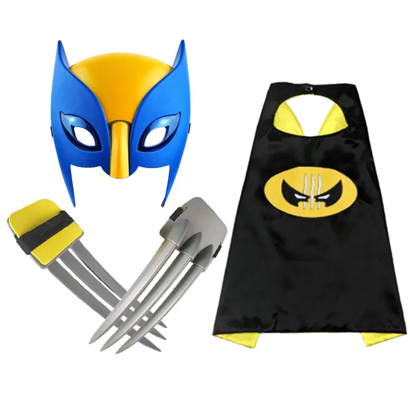 Disfraz de Anime Capitán América Wolverine, disfraz de juego de rol, máscara brillante, martillo de Thor, capa de garra de lobo, accesorios de decoración, juguetes para niños