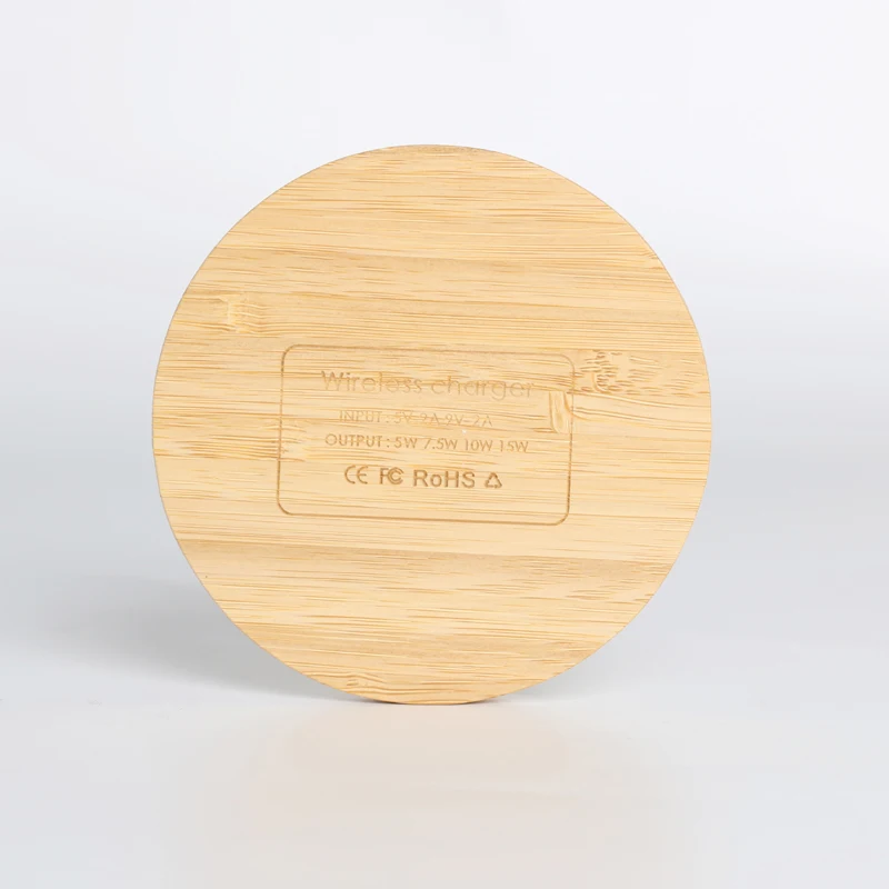 5W 10W Qi Wireless Charger USB Fast Charging Bamboo Wood Pad for iPhone 16 15 14 13 12 Pro Max Plus S24 S23 Ultra Circle  Charge