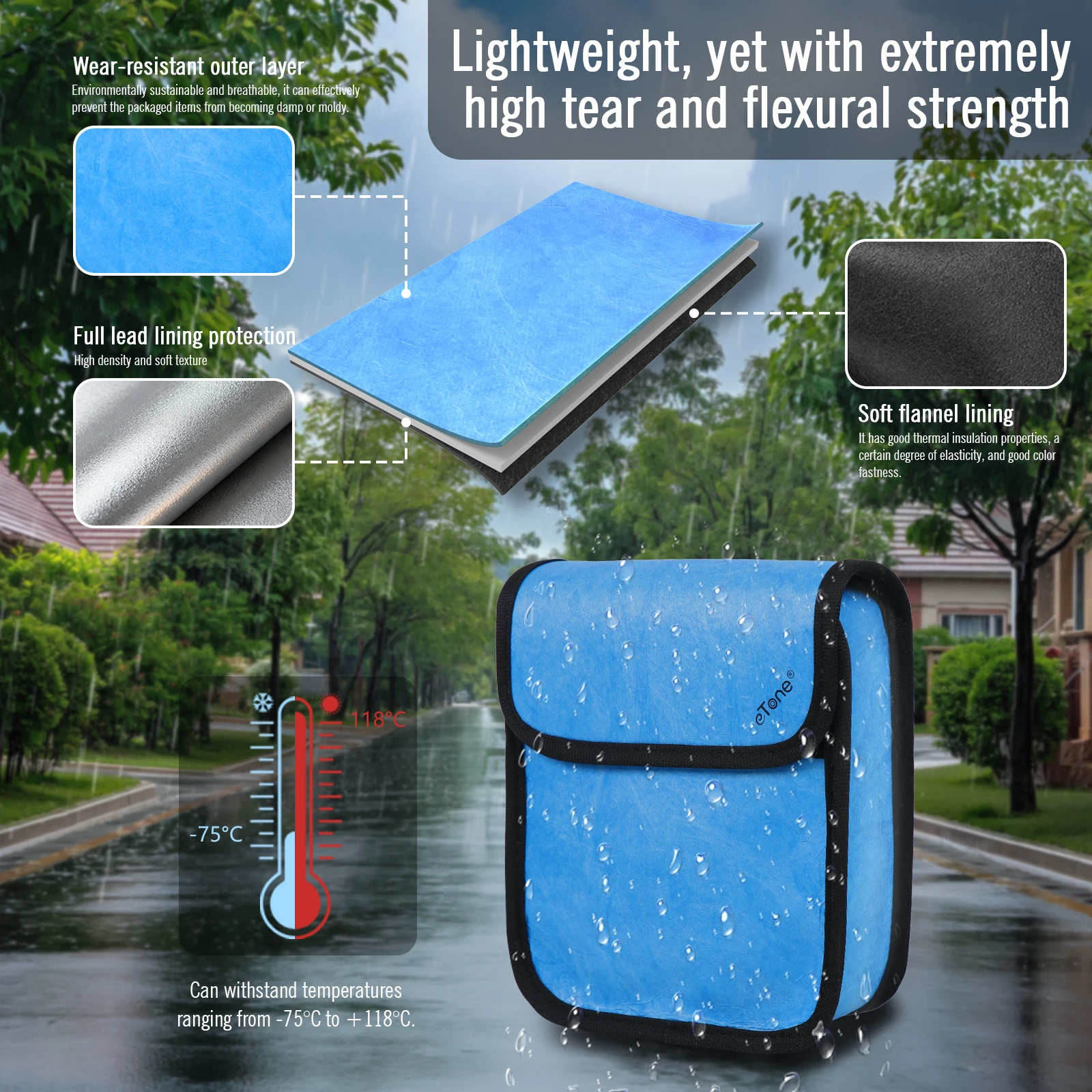 ETone المهنية مقاوم للماء فيلم الحرس المضادة للأشعة السينية الرصاص احباط حقيبة ل 2 قطعة 4x5 فيلم أو 135/120/620 حامي الكاميرا تنسيق الأوسط