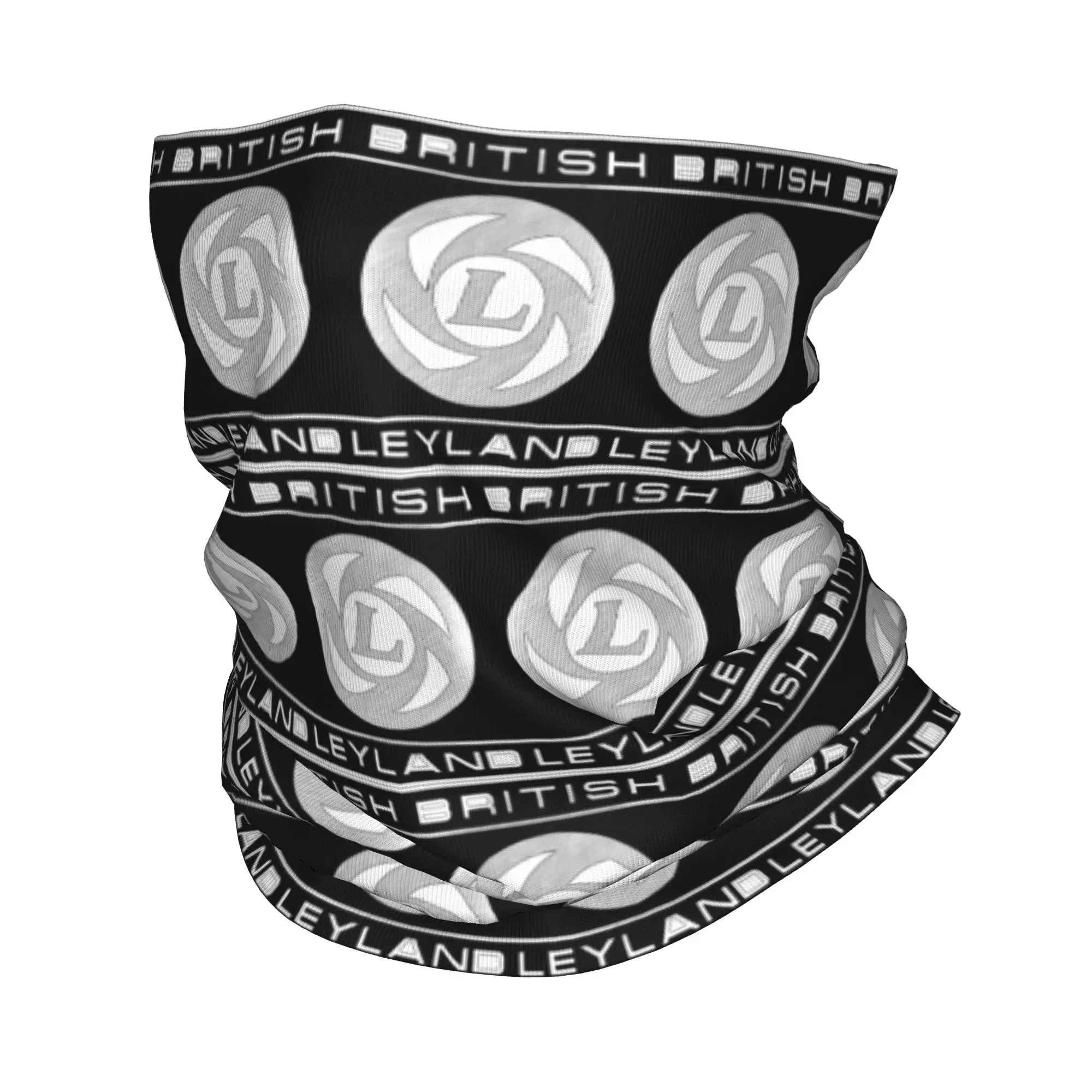 El emblema británico de Leyland en un formato de boceto de lápiz Bandana blanca y negra cubierta para el cuello máscara bufanda bufanda ciclismo bufanda montar
