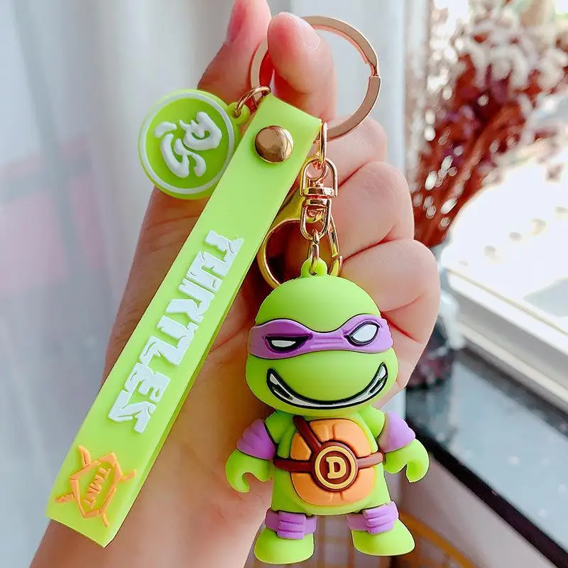 In Stock Teenage Mutant Ninja Turtle Keychain Cartoon Tortoise Keyring Backpack Pendant Decoration for Children's Toy Gifts