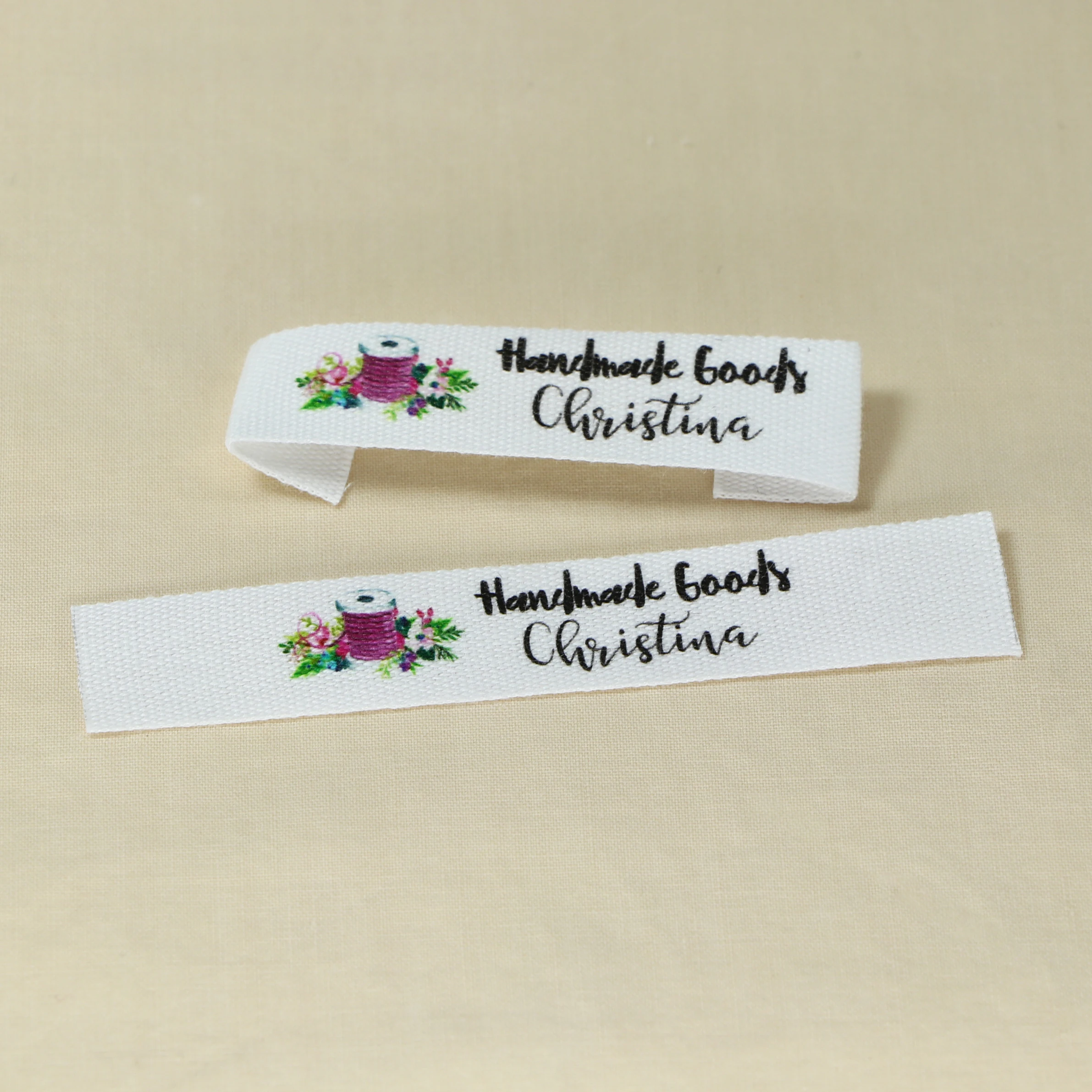 Custom Clothing Labels - Personalized Brand , Organic Cotton Ribbon Labels , Logo or Text,  Sewing Labels (FR172)