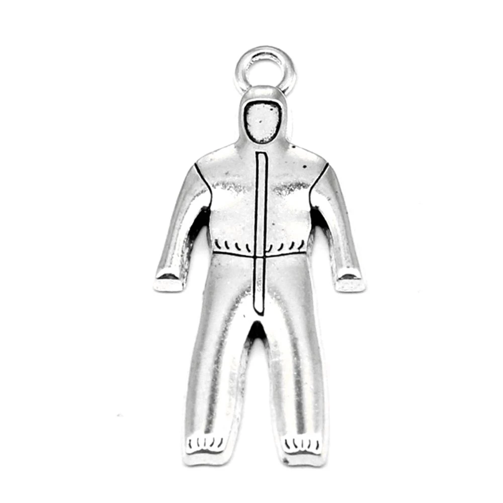 5pcs 18x39mm Protective Clothing Charms Pendant Diy Craft Supplies Cute Jewelry Antique Silver Color