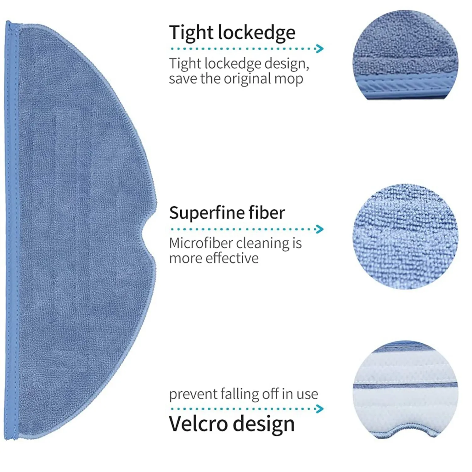 

-A90P 4Pcs Vacuum Mop Replacement Pads For Roborock T7 T7 Plus S7 Reusable Floor Expert Wet Replacement Microfiber Soft Pad