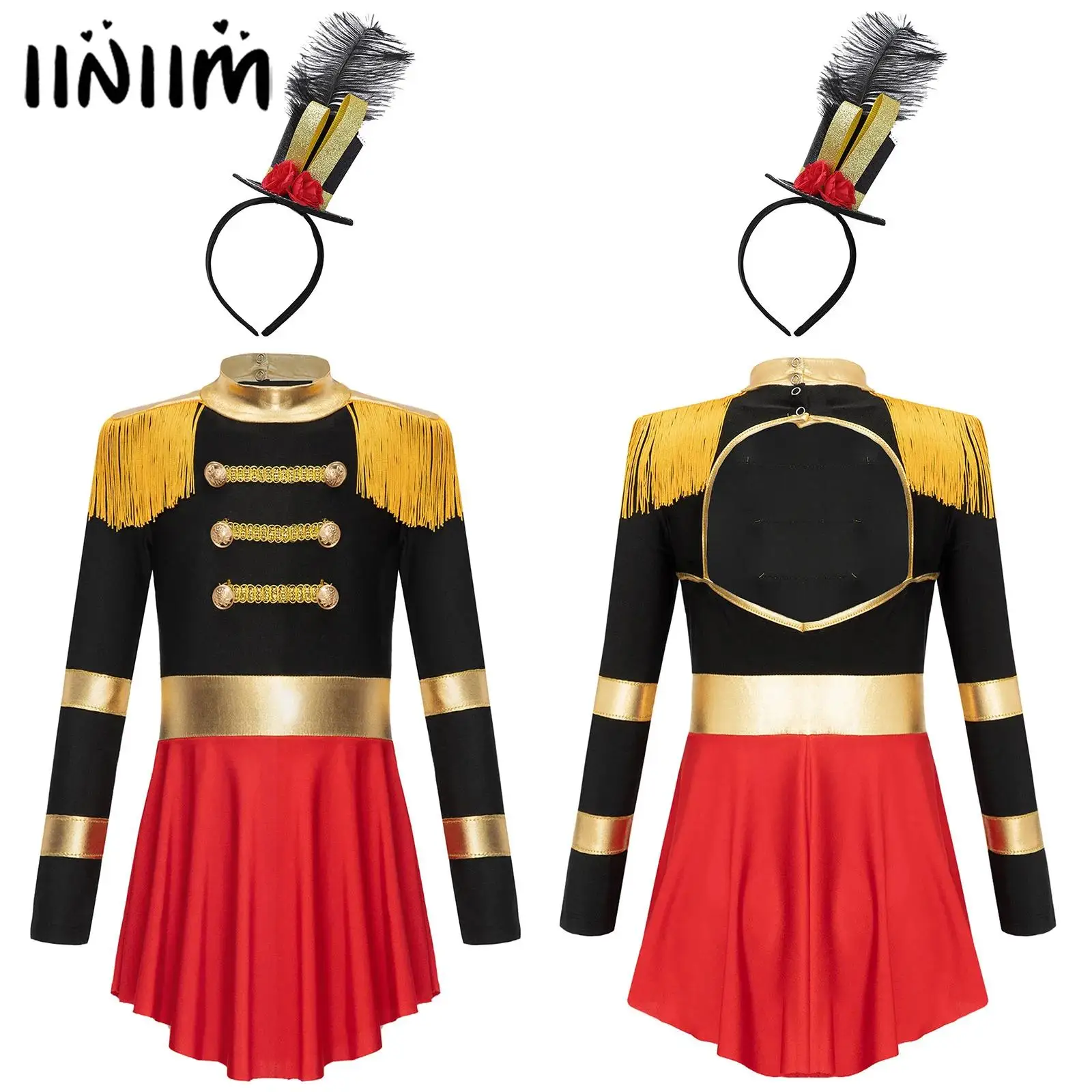 Girls Magic Magician Circus Ringmaster Dress Outfit Carnival Festival Dress Up Kids Lion Tamer Theme Party Cosplay Set