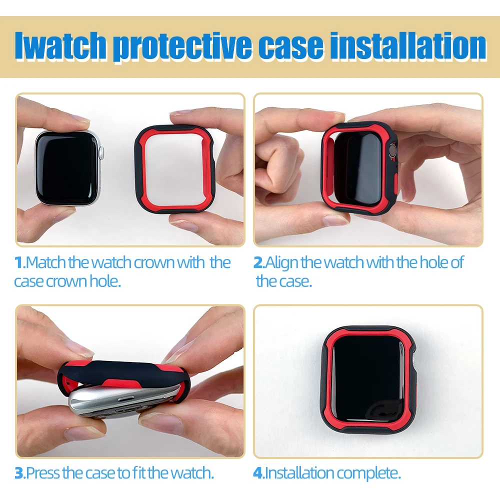 Funda protectora para Apple Watch Series 7, 6, 5, 4 SE, accesorios para iWatch, Correa de 45mm, 41mm, 44mm, 40mm