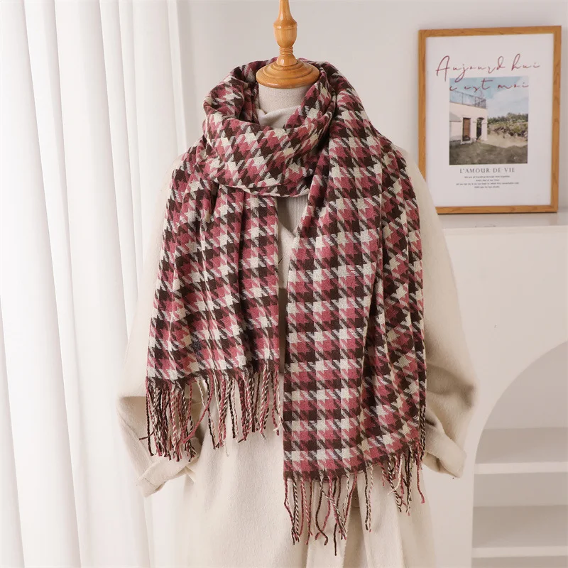Scottish styleWarmer Scarf For Women Winter Tassel Pashmina Shawl Fashion Long Warps Autumn Elegant Ladies Blanket view 4
