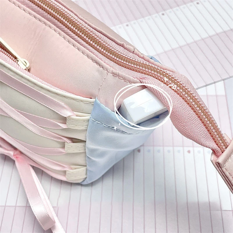 Sweet Portable Pencil Case Creative Simple Stationery Bag Large Capacity Ballet Style Pen Bag Multifunctional Storage Bag