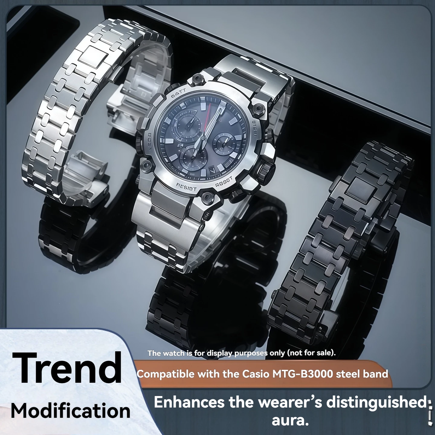 Suitable for Casio G-SHOCK series MTG-B3000 modification and upgrade quick release solid core stainless steel watch strap
