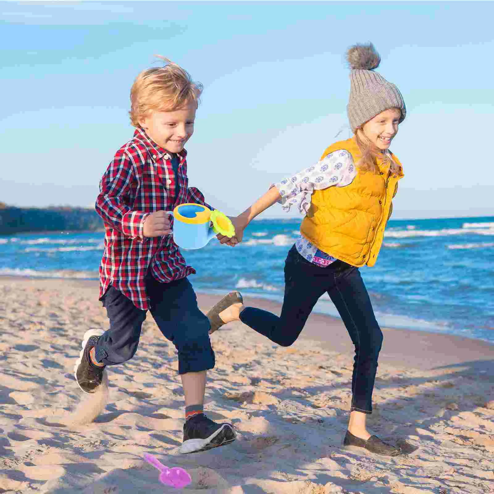 8 Uds. De juguetes para niños, cubo de playa para niños, regadera, reloj de arena, caja de arena para niños pequeños