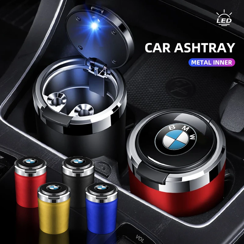 Car Cigarette Ashtray Cup With Lid With LED Light Portable Detachable Vehicle Ashtray For BMW E34 E36 E60 E90 E70 F10 F20 F30 X5