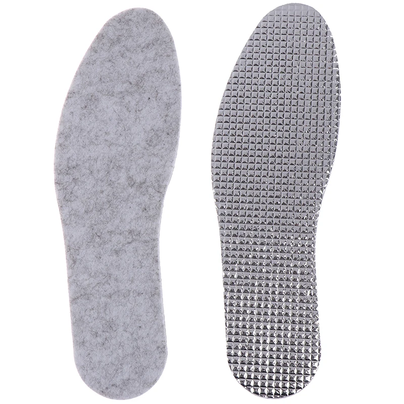 1Pair Felt Aluminum Foil Insoles Winter Warm Summer Cool Waterproof Wool Shoe Pads Comfortable Deodorant Insert For Men Women