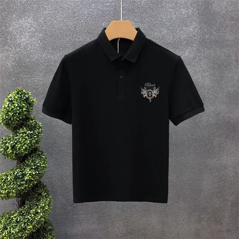 

Man Polo Shirts Print White Black Skinny Casual Xl Vintage Short Quarter Sleeve Top Luxury Elegant with Collar T Shirt for Men