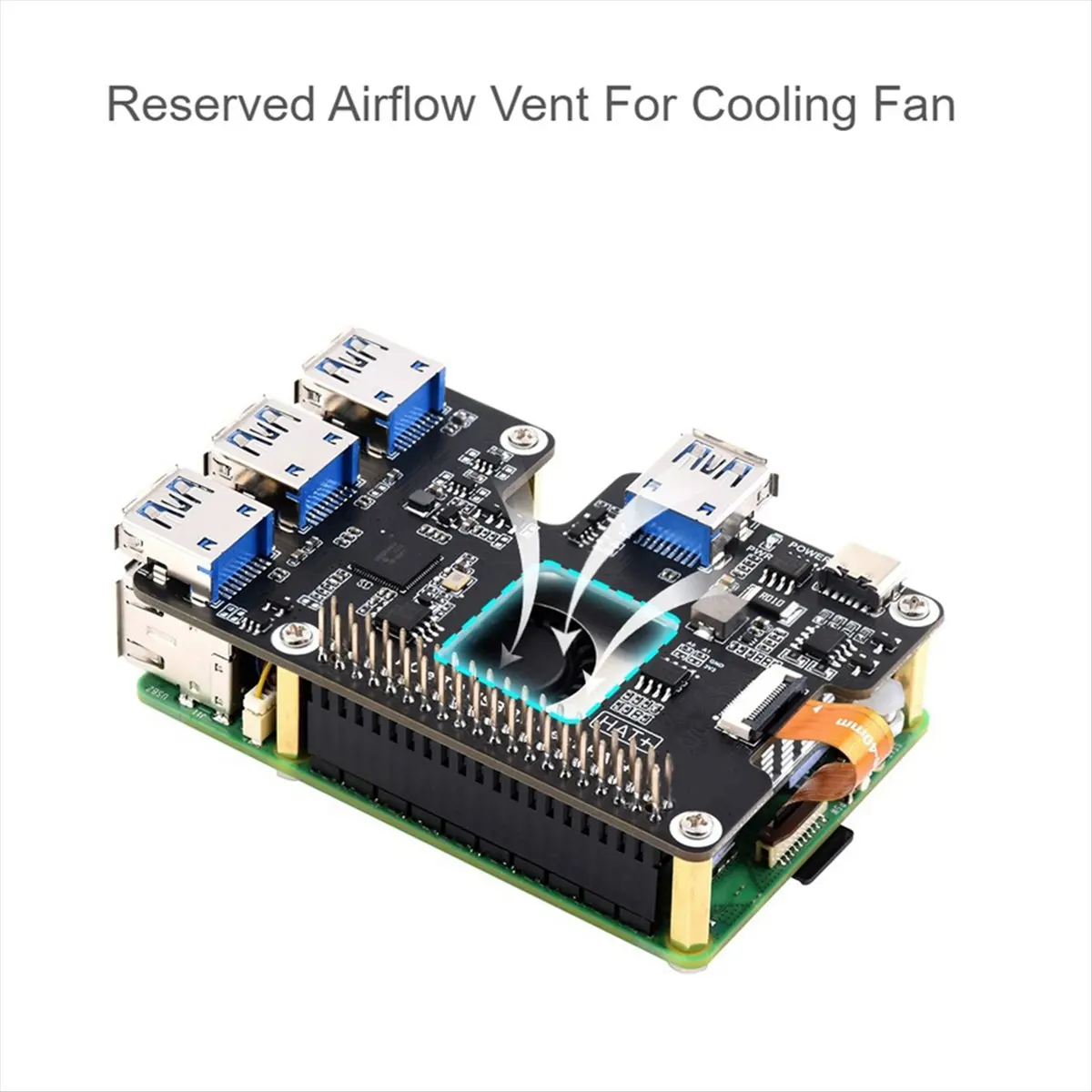 

A17G For Raspberry Pi 5 PCIe to USB 3.2 Gen1 HAT PCIe to USB HUB 4xUSB Ports Plug and Play for Raspberry Pi 5
