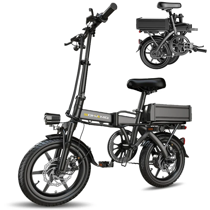 

SOHAMO A4 Foldable 14'' Adult Electric Bicycle, 48V 15AH Battery, 350W Brushless Motor, Maximum Range of 65km, Speed of 20mph