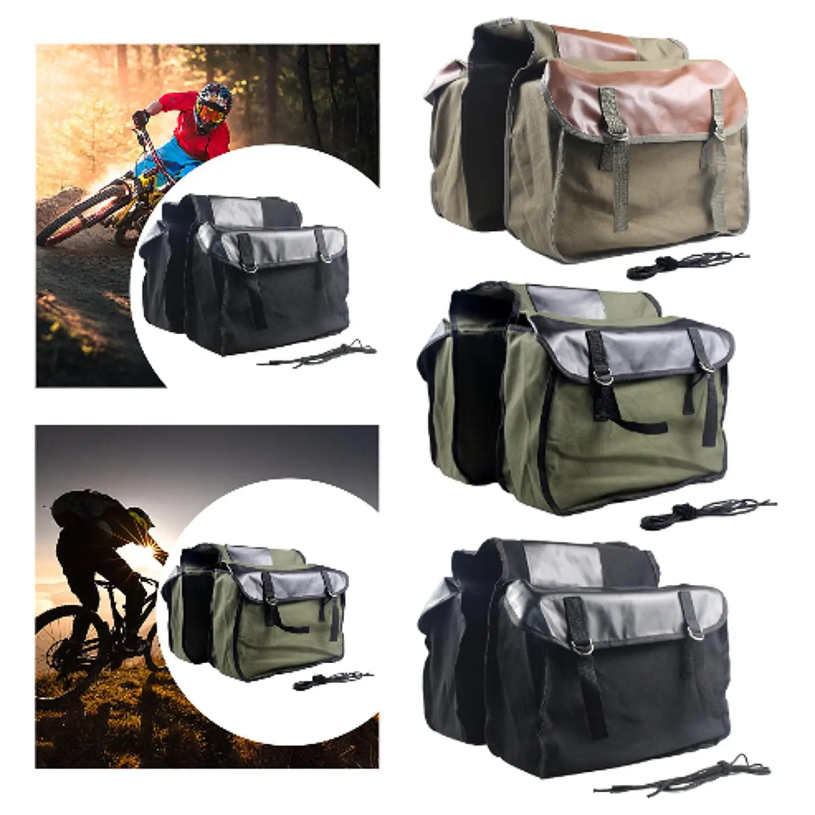 Double Side Bicycle Saddle Bag Grocery Bag Bicycle Rear Rack Bag Multifunctional for Mountain Road Bikes Biking Gear Cycling