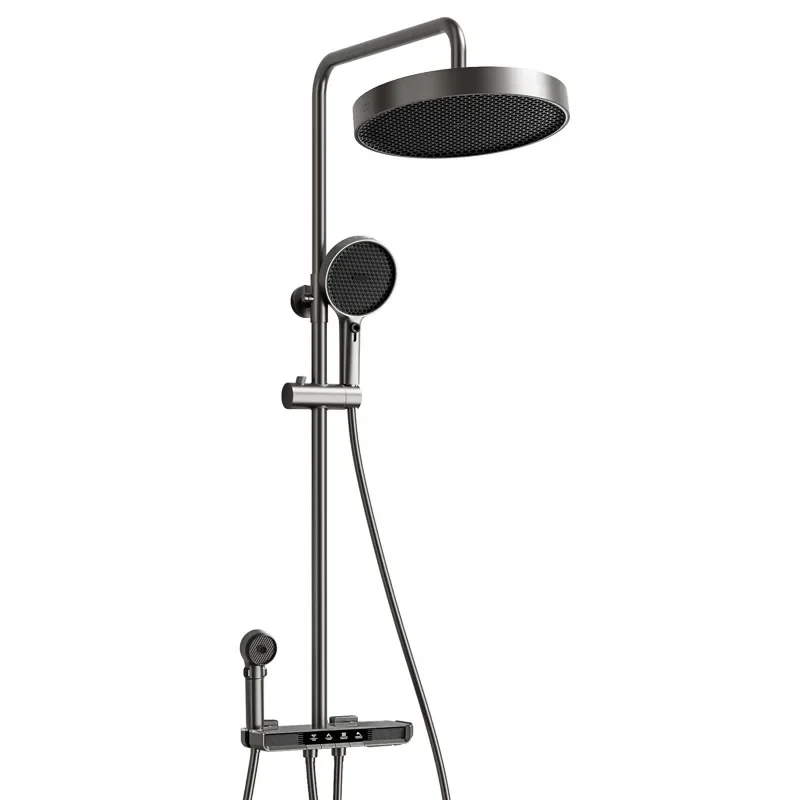 

Gun ash showerhead household shower set, bathroom atmosphere light rain shower head bathroom constant temperature digital