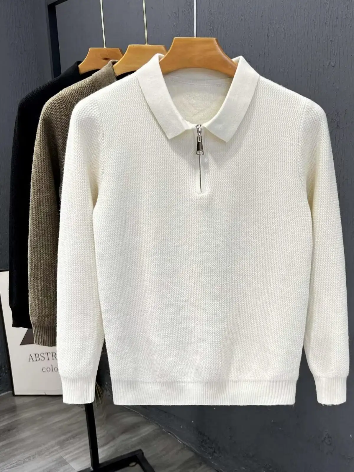 

Sli Knitted Sweater for Men Autumn Winter f Zip Inner Wear Base Layer irt Trendy Haome Design Straight Cut Long S...