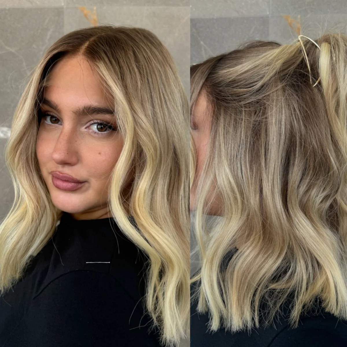 

Готовые к ношению плечо Ombre Золотистый блондин Глубокая волна Синтетические парики с кружевным верхом Реалистичный вид Натуральные волосы Бесклеевые парики Ежедневно